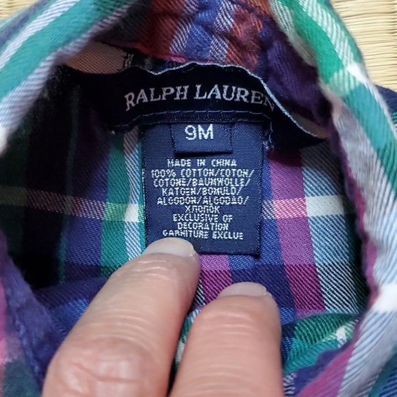 Ralph Lauren Ruffle Placket Babydoll Shirt, 9M - Picture 2 of 4